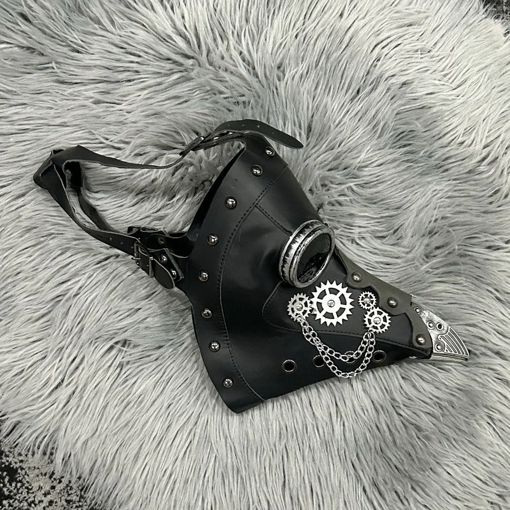 Black‎ Plague Doctor Halloween Costume Bird Nose Steampunk Cosplay Party Mask